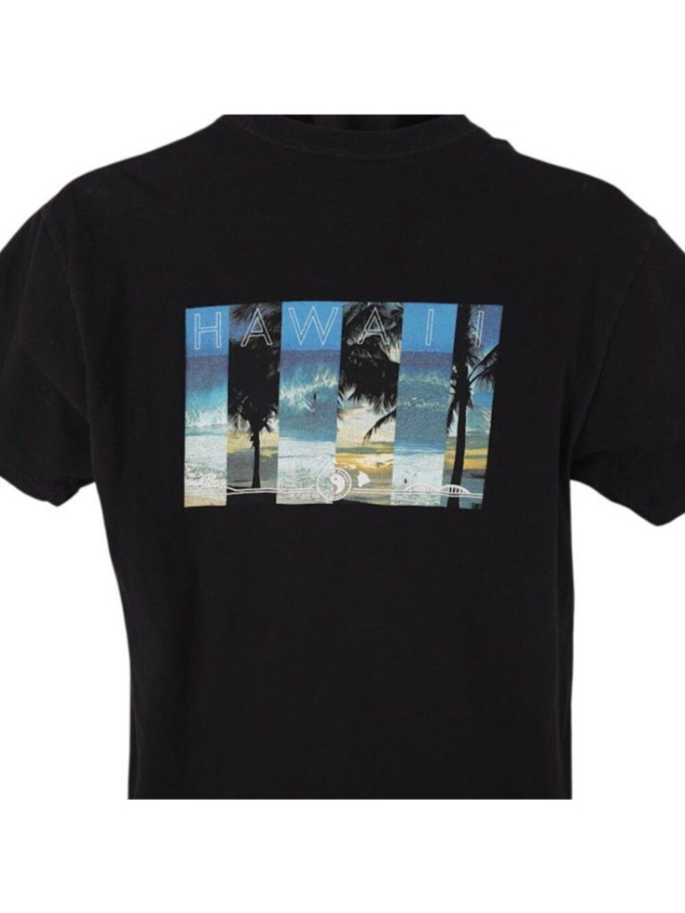 T&C Surf Designs T Shirt Mens Size Medium Black Hawaii Surfing Palm Trees